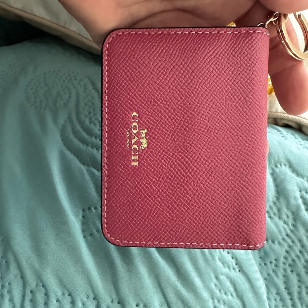 Coach Pink and White Card Case